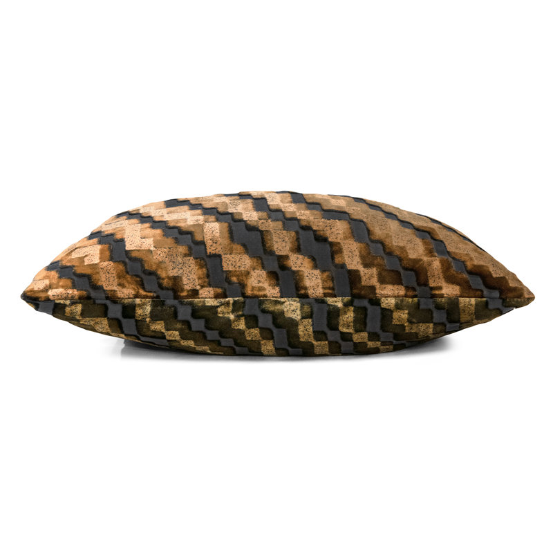 Steps Velvet Square Pillow Cover & Insert, 18"H x 18"W, Copper Ivy Geometric