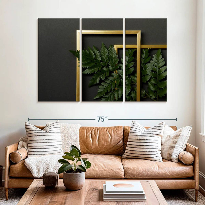 Harnek Ferns In Golden Frames, H 42 po x l 65 po