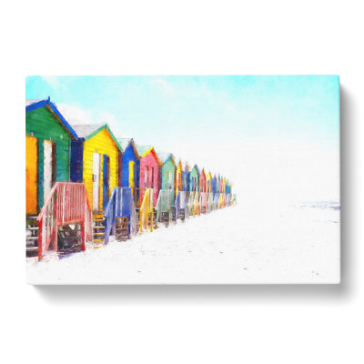 Beach Huts In Cape Town Painting - Wrapped Canvas