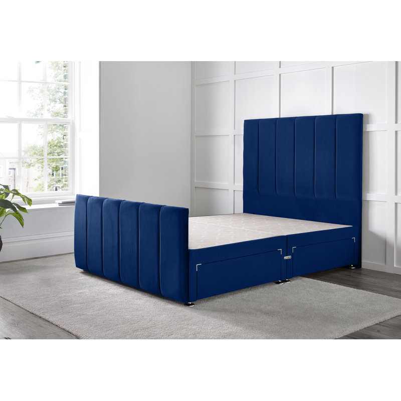 Cadebrooke Divan Bed with 54" Floorstanding Headboard, Blue, Double (4'6), 2 Right Drawers