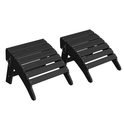  Ensemble de 2 repose-pieds pliant Adirondack pliable en PEHD pour terrasse, terrasse, cour, bord de piscine - durable, résistant aux intempéries - compatible avec la chaise Adirondack - noir