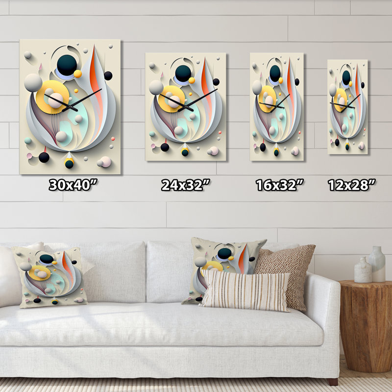 Sceance Ethereal Visions - Horloge murale géométrique moderne surdimensionnée, H 28 po x l 12 po x P 1 po