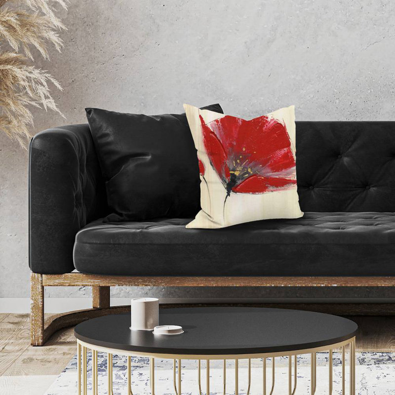 Two red flowers - 18"x18" Throw pillow - Poly twill - Print on demand