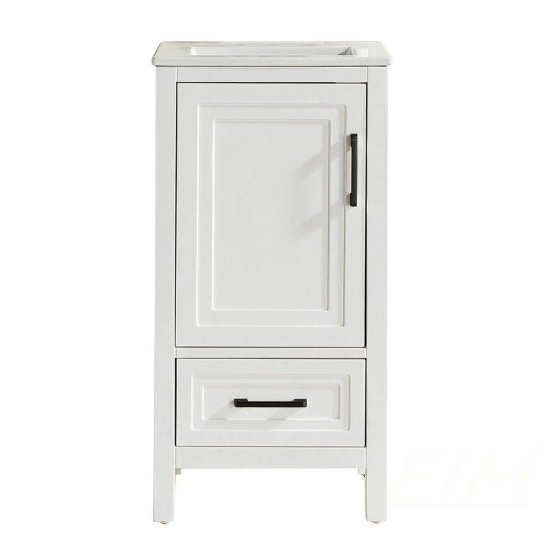 Armoire de salle de bain autoportante blanche entièrement assemblée de 18 po avec comptoir en céramique et meubles-lavabos
