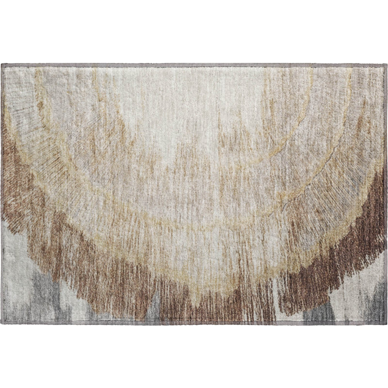 Premium Machine Washable Cerrito Brown Rug, Rectangle 1'8" x 2'6"