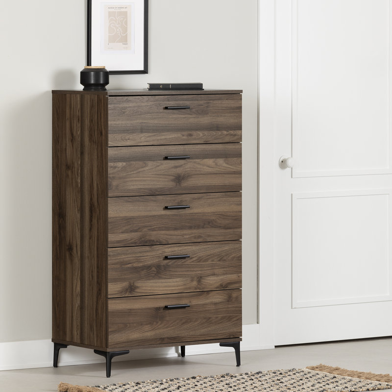Woodacre 29'' W 5 - Drawer Dresser, Natural Walnut