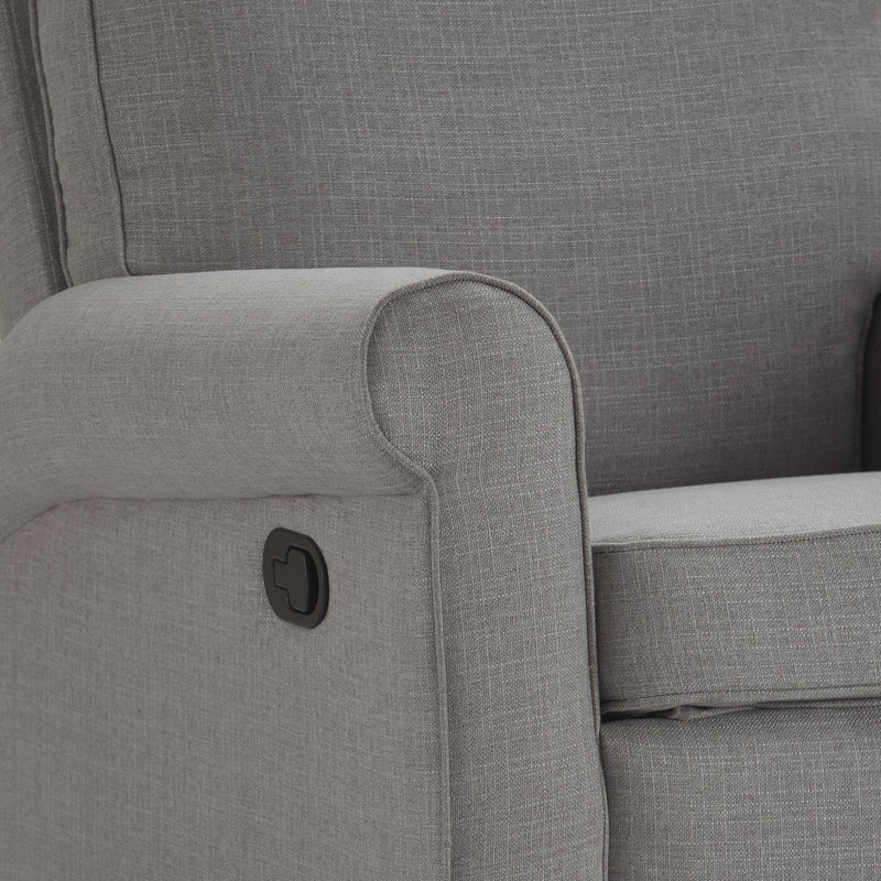 Gray Microfiber Swivel Recliner Chair with Wood Frame