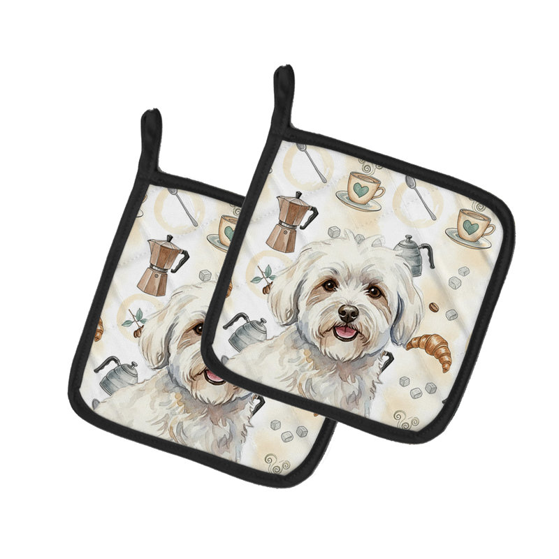 Coton de Tulear Coffee Bar Pair of Pot Holders