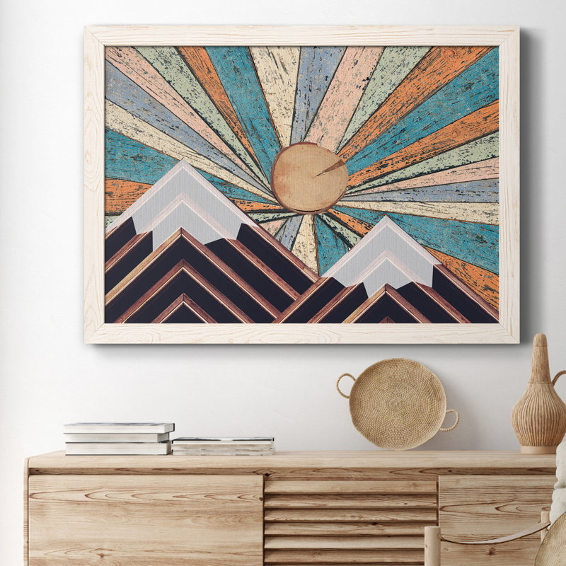 Paysage en bois - cadre photo, impression sur toile, H 31,5 po x l 23,5 po x P 1,5 po, Cadre blanc