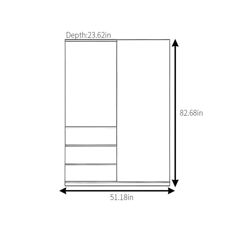 Garde-robe rétro simple et classique, H 82,68 po x l 51,18 po x P 23,62 po