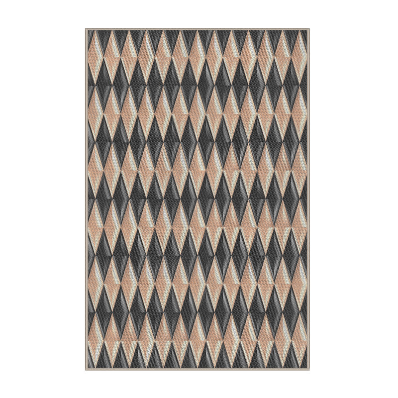 Tapis gris/orange tissé à la machine, Rectangle 8 pi x 10 pi