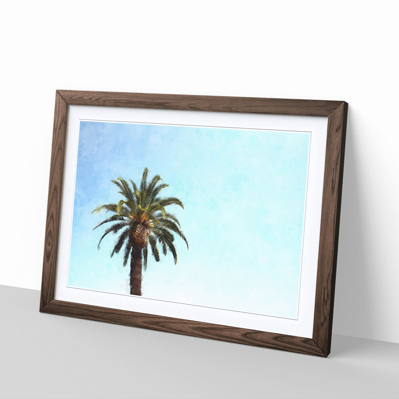 Lone Palm Tree - Picture Frame Graphic Art Print, Walnut Framed, 62cm H x 87cm W x 2cm D