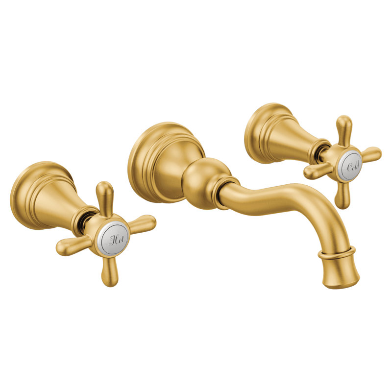 Weymouth Wall Mounted Bathroom Faucet, Brushed Gold