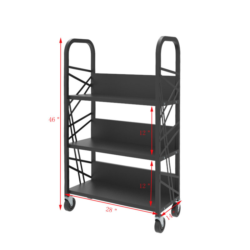 Fixturedisplays® Metal Book Cart Library Cart Pew Cart Mobile Book Storage School Book Organier 18465