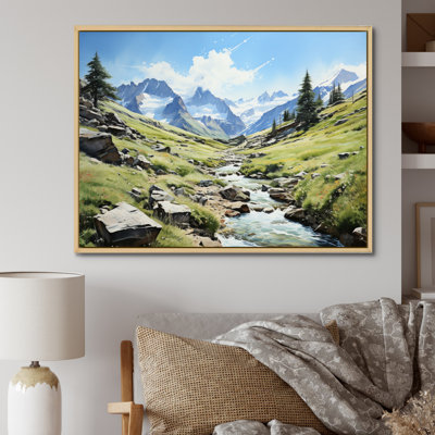 Birpi Green Blue Mountains Alpine Symphony, reproduction d'art sur toile