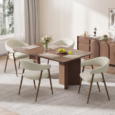  Medieval Style Dining Chairs, Upholstered Side Chairs with Comfy Curved Backrest & Armrest