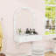 Coiffeuse murale avec port de charge, tiroirs, miroir et lumières tricolores-660400033