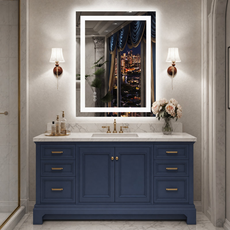 Lunara UL Certified Front Light and Backlit LED Anti-Fog Bathroom Vanity Mirror 5mm Premium Tempered Glass, 36" x 28"
