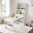 Buffet With Hutch And Foldable Dining Table, Storage Shelves, Side Hooks And A Cabinet With Sliding Doors