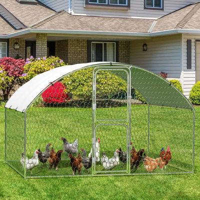 Grande cage à poulets en métal avec cage imperméable 9,8 x 6,5 x 6,5 pi avec couvercle résistant aux intempéries