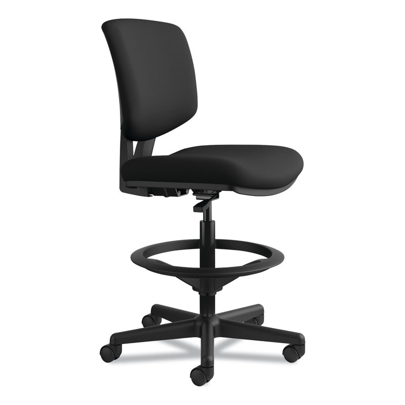HON Volt Task Stool, Adjustable Footring, Fabric, Black, Black, No