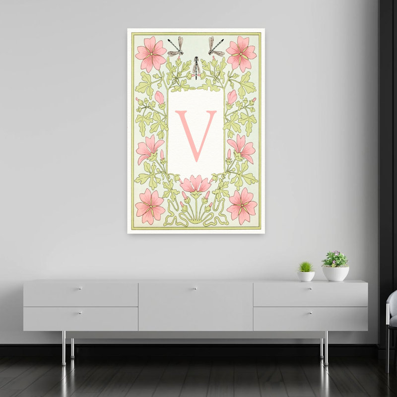 Elegant V Botanical Bloom Delicate Elegant Vintage Nature Flower Wall Art Print 1 Piece Wrapped Canvas Wall Art