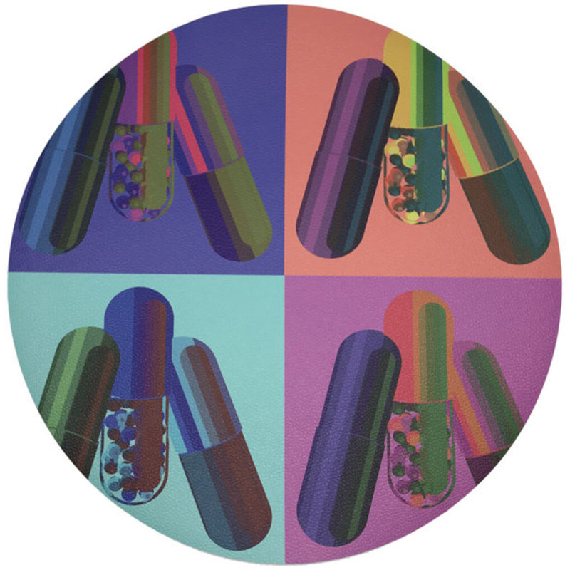 Ode To Hurst Vegan Leather Round Placemats, Neon