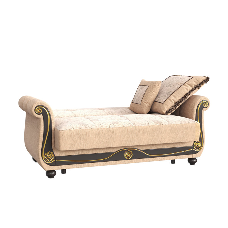 Collection Upholstered Convertible Loveseat With Storage, Beige