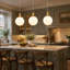 3 -Light Kitchen Island White Glass Pendant