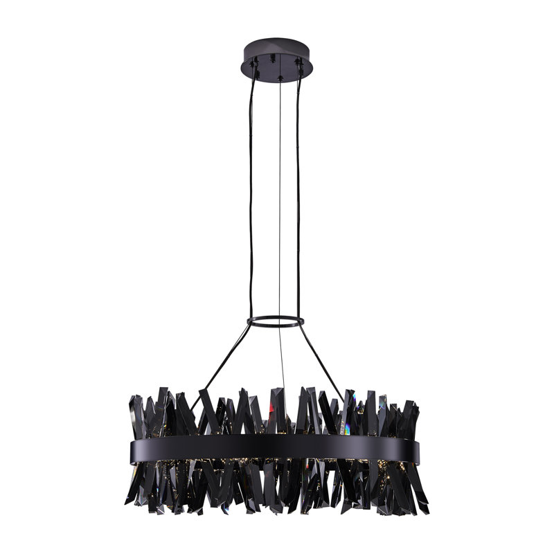 Luminaire suspendu en nickel noir à DEL Glacier 32 po (94 watts), H 13,5 po x l 32 po x P 32 po, 8460 lumens, 94 W