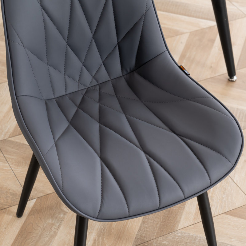 Chardee Upholstered Dining Chairs Faux Leather Waterproof Side Chair With Metal Frame, Gray Purple
