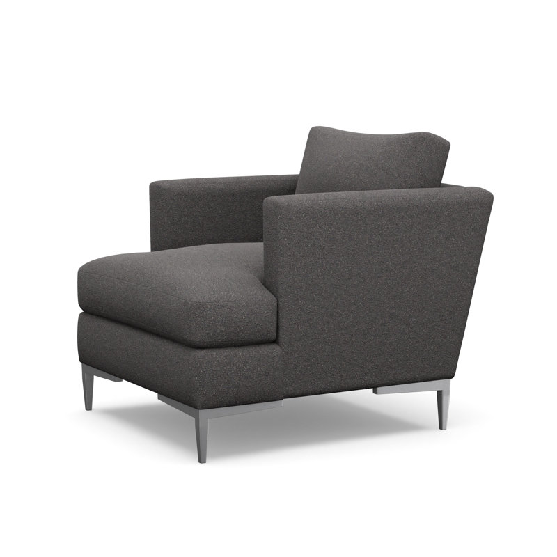 Aiden Accent Chair, Polished Stainless, Rise Charcoal (Performance fabric) 1357-95