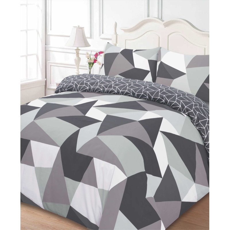 Lilyana Abstract Duvet Cover Set with Pillowcases Included, Kingsize - 2 Standard Pillowcases, Grey