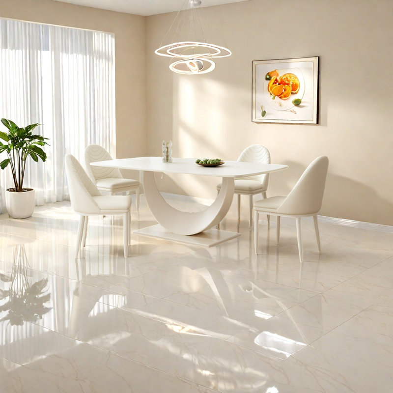 Creamy White Rectangular Rock Table, 29.5"H x 55.1"L x 31.5"W