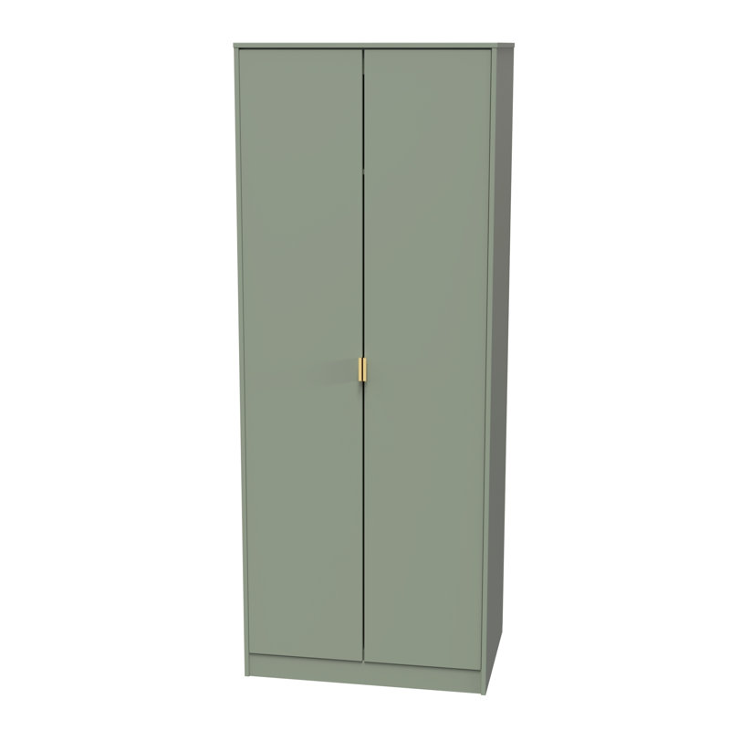 Fully Assembled 2 Door Wardrobe, 197cm H x 74cm W x 53cm D, Reed Green