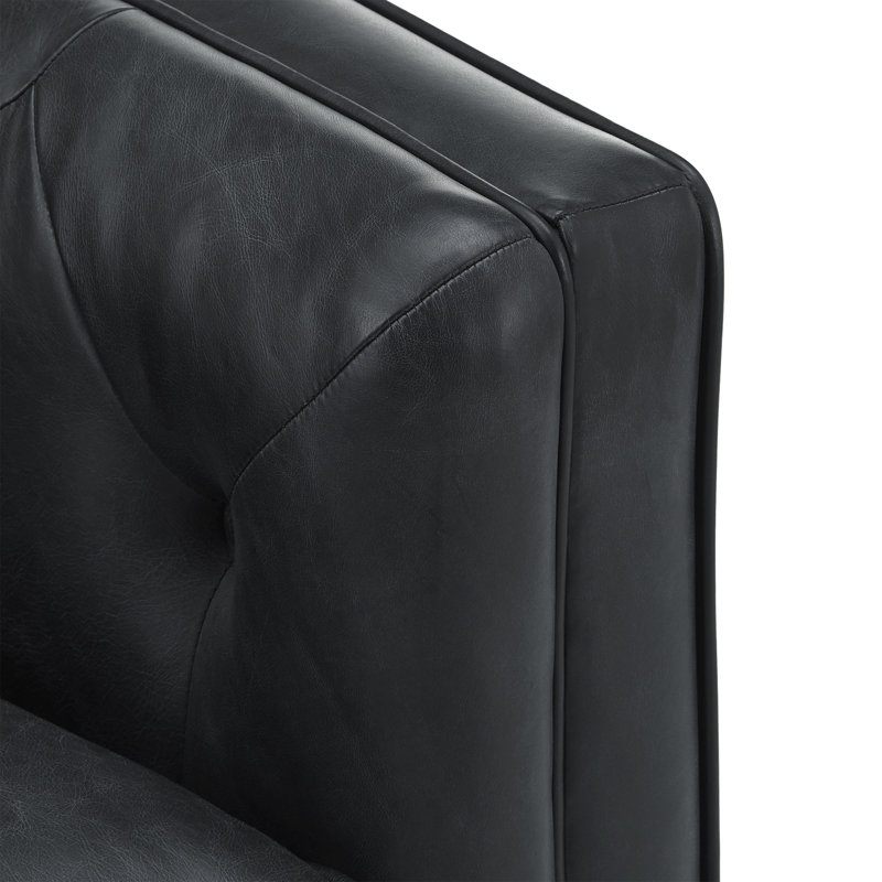 Causeuse à accoudoirs encastrés en cuir véritable 81 po Hornsea