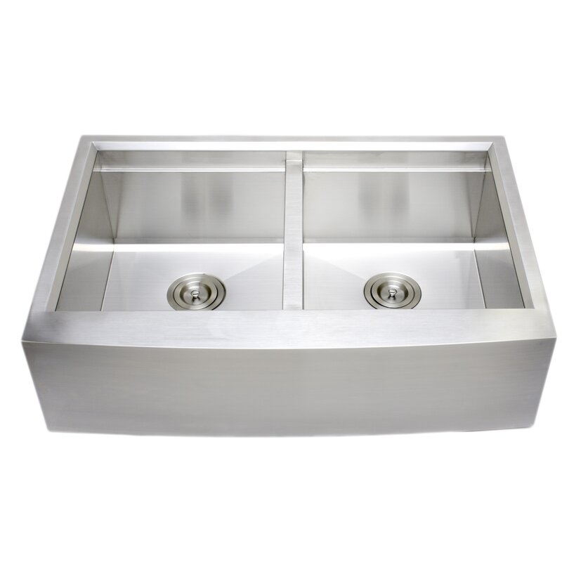 WELLS SINKWARE 33'' L Farmhouse / Apron Double Bowl Stainless Steel ...