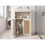 Armoire de rangement de plancher de salle de bain avec 2 portes en rotin OMCHOM-134116625