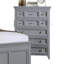 Commode de style transitionnel 1Pc Commode 5 tiroirs et boutons ronds en feutre avec tiroirs à roulement à billes, finition grise
