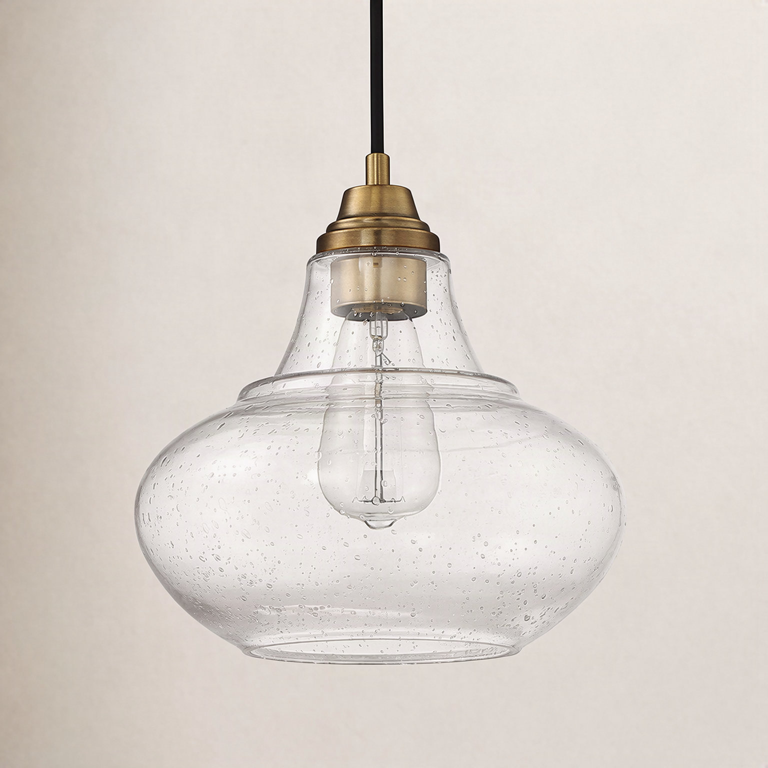 Roderick Dimmable Single Light Pendant, Brass