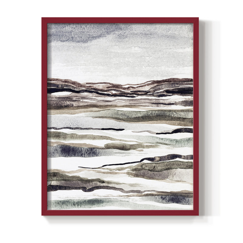 «Mute Earth Layers II», reproduction encadrée - bois massif, H 30 po x l 24 po, Rouge