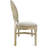 Antique Distressed Wood Louis Pop Chair, Rattan Back and Beige Tweed Fabric Seat, 4 Chair Bundle by Chivari