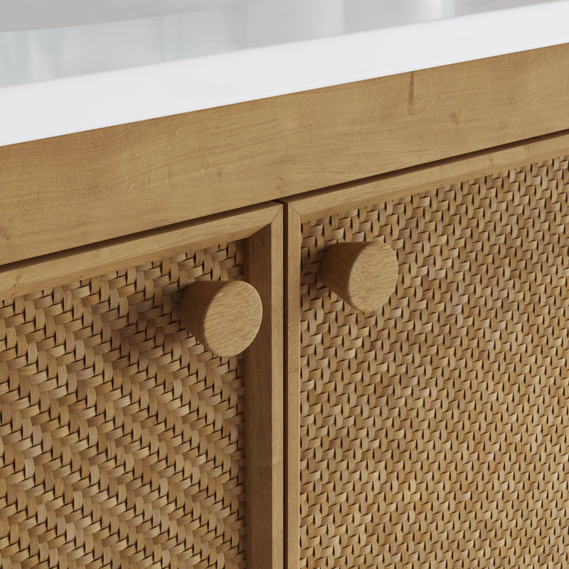 Benita 48" Rattan and Oak Bathroom Vanity