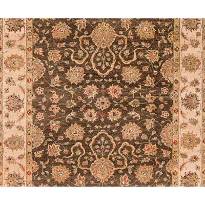 Tapis brun et chameau de haute qualité noué à la main