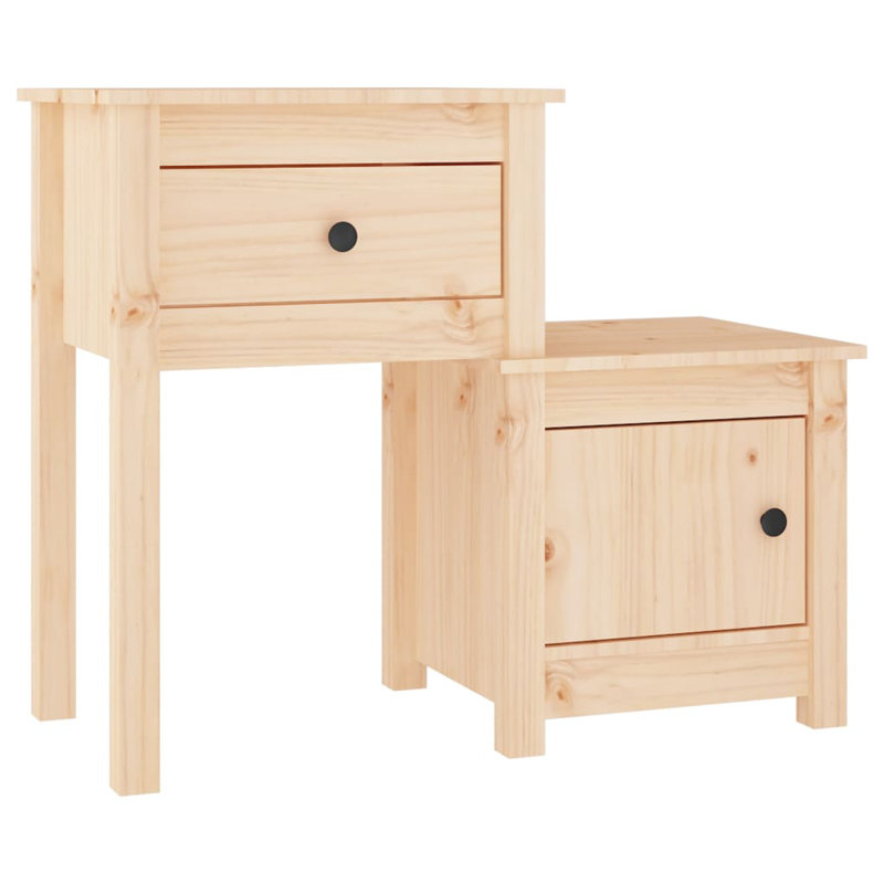 Bedside Cabinet 79,5x38x65,5 cm Solid Wood Pine, Natural, Set of 2