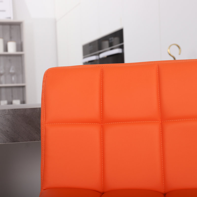 Ludmil Swivel Adjustable Height 32.5" Bar Stool, Orange