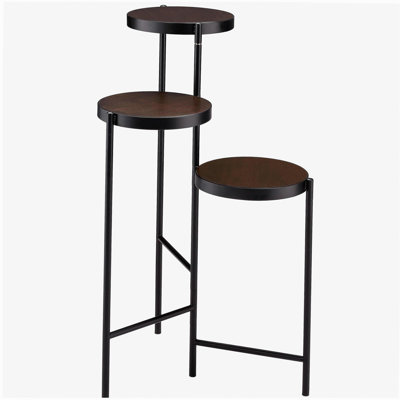 Black and Walnut 3-tier Foldable Plant Stand