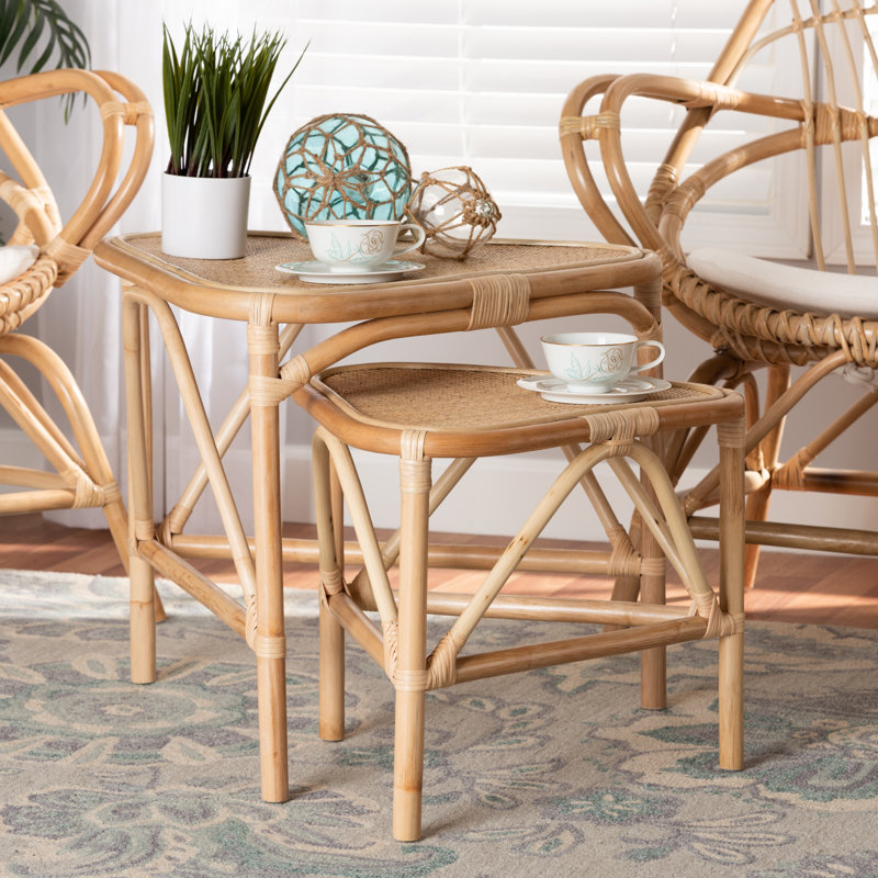 Nancee 20.9'' Tall 3 Legs Rattan End Table Set