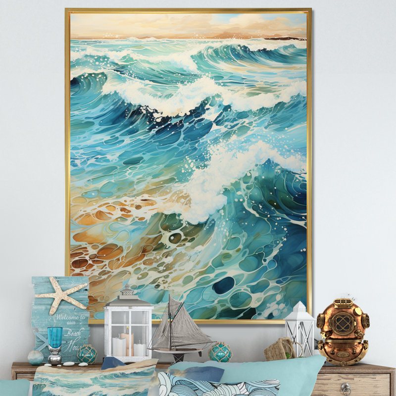 «Bladen Beach Photo Oceanic Rhythms X», reproduction sur toile, H 44 po x l 34 po x P 1,5 po, Cadre flottant doré