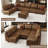 Modular Sectional Sofa With Storage, Modern Brown Faux Leather, Reversible Chaise, U Shaped Couch For Living Room, Waterproof & Easy Clean, 7 Seats With 1 Ottomans
